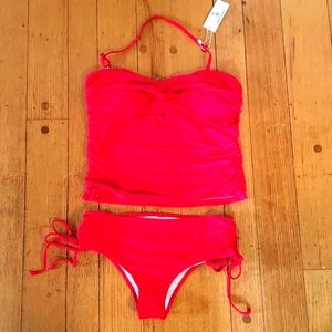 Red tanking swimsuit